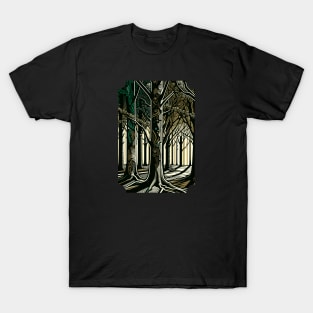 Enchanted Forest Pathway: Abstract Tree Art T-Shirt